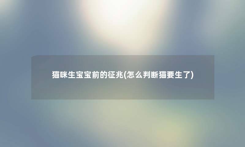 猫咪生宝宝前的征兆(怎么判断猫要生了)