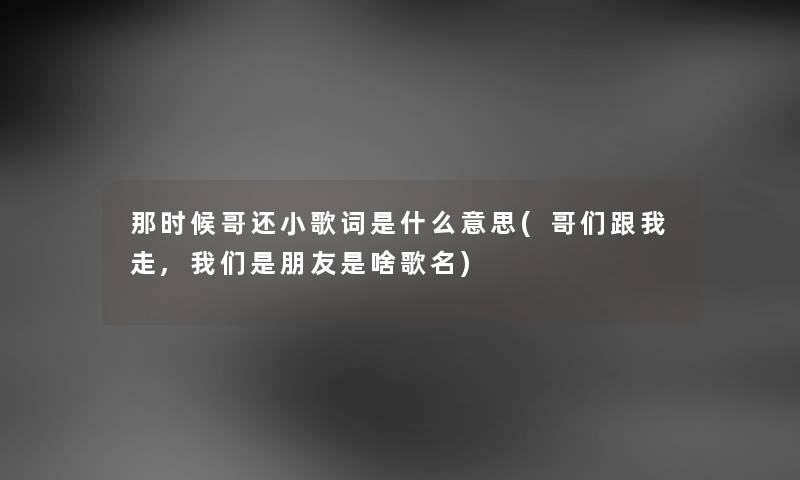 那时候哥还小歌词是什么意思(哥们跟我走,是朋友是啥歌名)